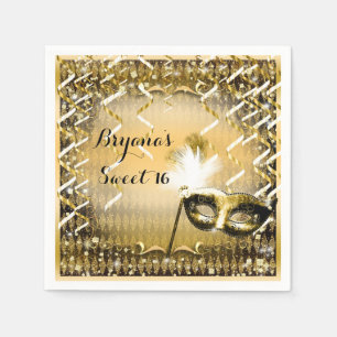 Gold Masquerade Masker Elegant Ball Birthday Party Servet