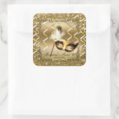 Gold Masquerade Masker Elegant Ball Birthday Party Vierkante Sticker (Tas)