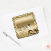 Gold Masquerade Masker Elegant Ball Birthday Party Vierkante Sticker (Envelop)
