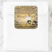 Gold Masquerade Masker Elegant Ball Birthday Party Vierkante Sticker (Tas)