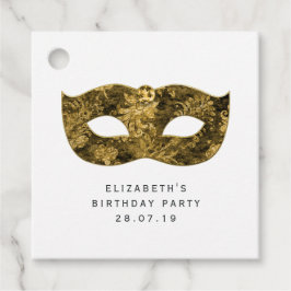  Gold Masquerade Masker en Damask Bedankjes Labels