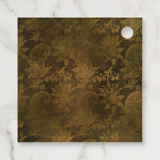  Gold Masquerade Masker en Damask Bedankjes Labels (Achterkant)