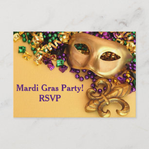Gold Masquerade Masker Mardi Gras Uitnodiging