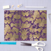Gold Masquerade maskers op Paars patroon Tissuepapier (Craft)