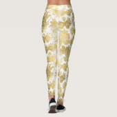 Gold Masquerade maskers op wit patroon Leggings (Achterkant)