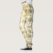 Gold Masquerade maskers op wit patroon Leggings (Links)