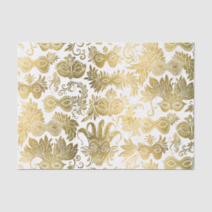 Gold Masquerade maskers op wit patroon Tissuepapier