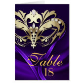 Gold Masquerade Paars Table Number Card (Voorkant)