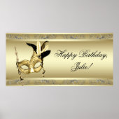 Gold Masquerade Party-banner Poster (Voorkant)