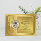 Gold Masquerade Party Kaart (Staand voorkant)