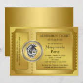 Gold Masquerade Party Kaart (Voorkant / Achterkant)