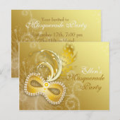 Gold Masquerade Party - Uitnodiging (Voorkant / Achterkant)