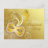 Gold Masquerade Party - Uitnodiging Briefkaart (Voorkant)