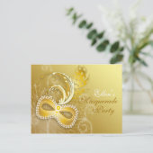 Gold Masquerade Party - Uitnodiging Briefkaart (Staand voorkant)