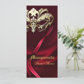 Gold Masquerade Red Bridal Shower Kaart (Staand voorkant)