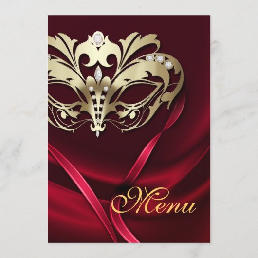 Gold Masquerade Red Jewel Wedding Menu (Achterkant)