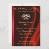 Gold Masquerade Red Jeweled Party - Uitnodiging (Achterkant)