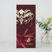 Gold Masquerade REd juwelen bruiloft programma Programmakaart (Staand voorkant)