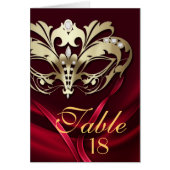 Gold Masquerade Red Table Number Card (Voorkant)