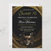 Gold Masquerade Sweet 16 Uitnodiging (Voorkant)