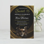 Gold Masquerade Sweet 16 Uitnodiging (Staand voorkant)