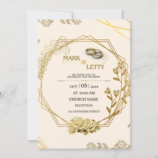 Gold Matt Wedding Invitation 0.2 Ontwerp Kaart (Voorkant)