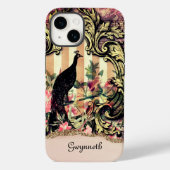  Gold Mauve en Black Peacock met naam Case-Mate iPhone Case (Achterkant)