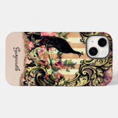  Gold Mauve en Black Peacock met naam Case-Mate iPhone Case (Achterkant (horizontaal))