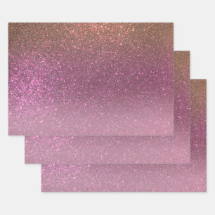 Gold Mauve Paars Sparkly Glitter Ombre Gradient Inpakpapier Vel