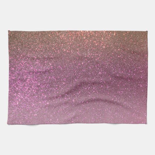 Gold Mauve Paars Sparkly Glitter Ombre Gradient Theedoek (Horizontaal)