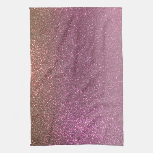 Gold Mauve Paars Sparkly Glitter Ombre Gradient Theedoek (Verticaal)