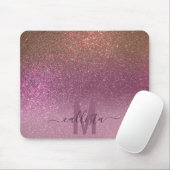 Gold Mauve Paars Sparkly Glitter Ombre Monogram Muismat (Met muis)