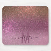 Gold Mauve Paars Sparkly Glitter Ombre Monogram Muismat (Voorkant)