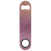 Gold Mauve Paars Sparkly Glitter Ombre Monogram Speed Flessenopener (Achterkant)