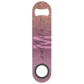 Gold Mauve Paars Sparkly Glitter Ombre Monogram Speed Flessenopener (Voorkant)