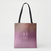Gold Mauve Paars Sparkly Glitter Ombre Monogram Tote Bag (Voorkant)