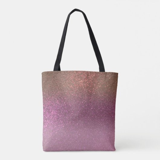 Gold Mauve Paars Sparkly Glitter Ombre Monogram Tote Bag (Achterkant)