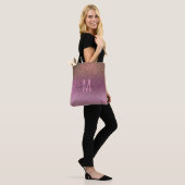 Gold Mauve Paars Sparkly Glitter Ombre Monogram Tote Bag (Op model)