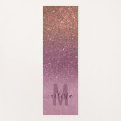 Gold Mauve Paars Sparkly Glitter Ombre Monogram Yogamat (Voorkant)