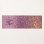 Gold Mauve Paars Sparkly Glitter Ombre Monogram Yogamat (Voorkant (horizontaal))
