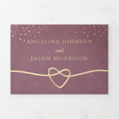 Gold Mauve Paars Wedding Drieluik Uitnodiging (Cover)