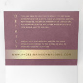 Gold Mauve Paars Wedding Drieluik Uitnodiging (Binnenzijde eerst)