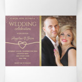 Gold Mauve Paars Wedding Drieluik Uitnodiging (Binnenkant midden)