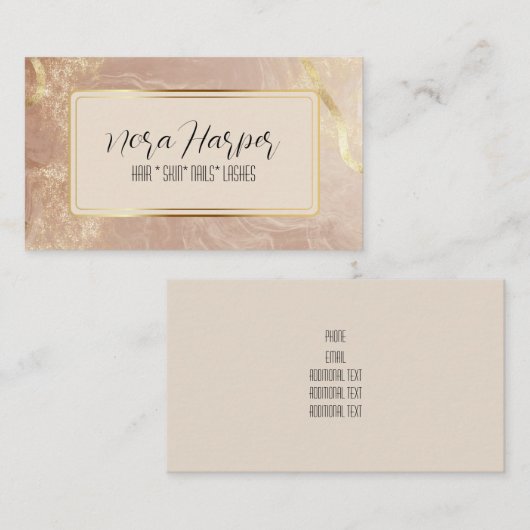 Gold Mauve Pink Marbled Visitekaartje (Voorkant / Achterkant)