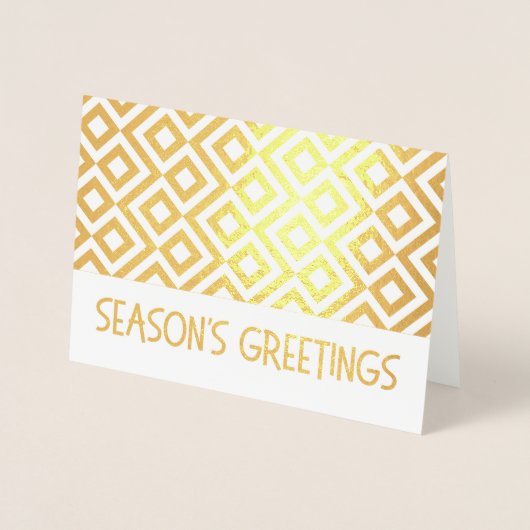 Gold Meander Pattern Seizoen Groeten Folie Kaarten (Voorkant)