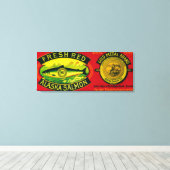 Gold Medal Salmon Can LabelKodiak Island, AK Canvas Afdruk (Insitu (Houten vloer))