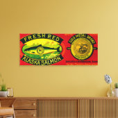 Gold Medal Salmon Can LabelKodiak Island, AK Canvas Afdruk (Insitu (Woonkamer))