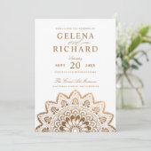 Gold Medallion Elegant Mandala Wedding Kaart (Staand voorkant)
