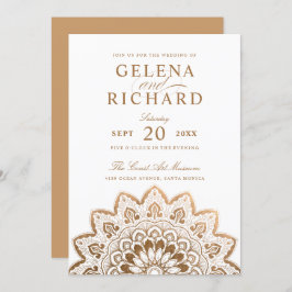 Gold Medallion Elegant Mandala Wedding Kaart
