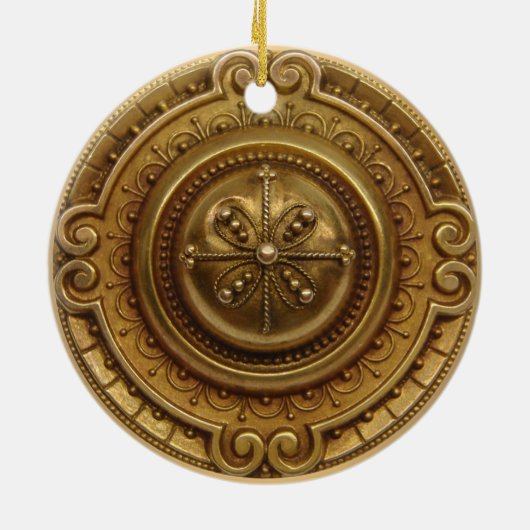 Gold Medallion Keramisch Ornament (Achterkant)